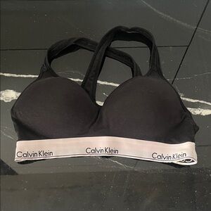 Calvin Klein Black Logo Band Sports Bra XL